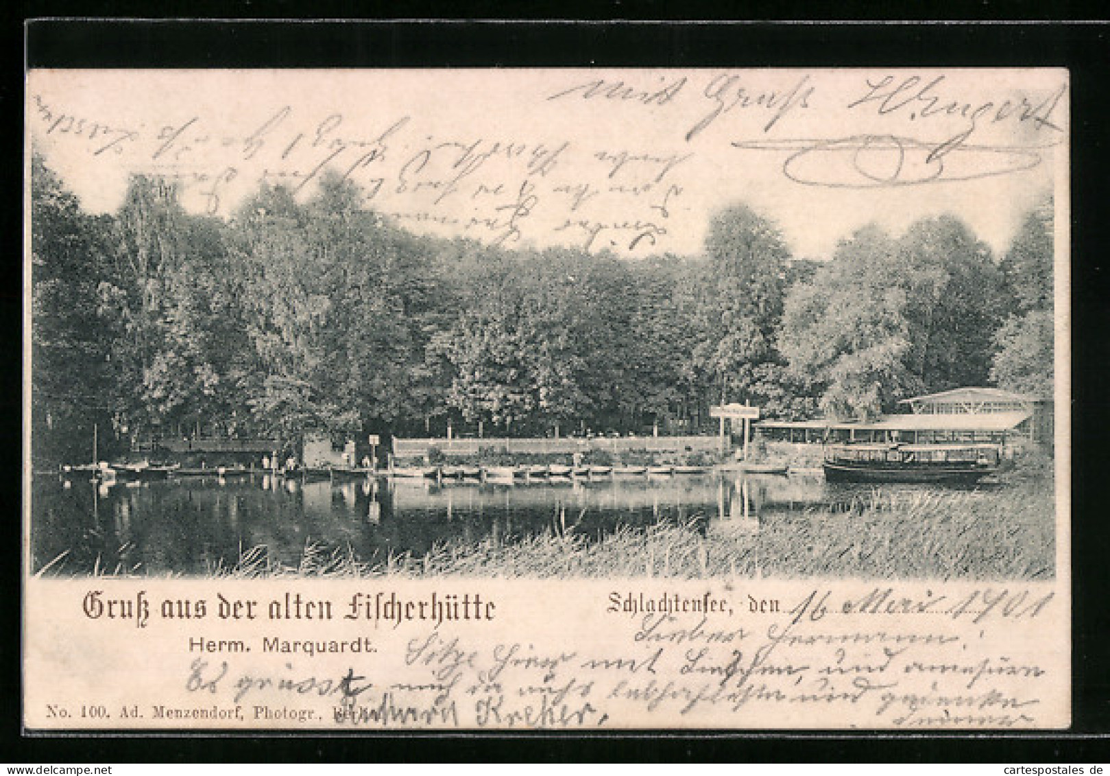 AK Berlin-Schlachtensee, Gasthaus Alte Fischerhütte, Herm. Marquardt  - Zehlendorf