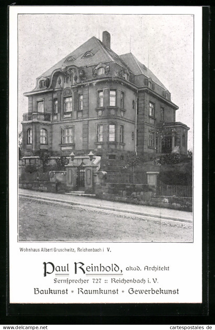 AK Reichenbach I. V., Partie Am Wohnhaus Albert Gruschwitz  - Reichenbach I. Vogtl.