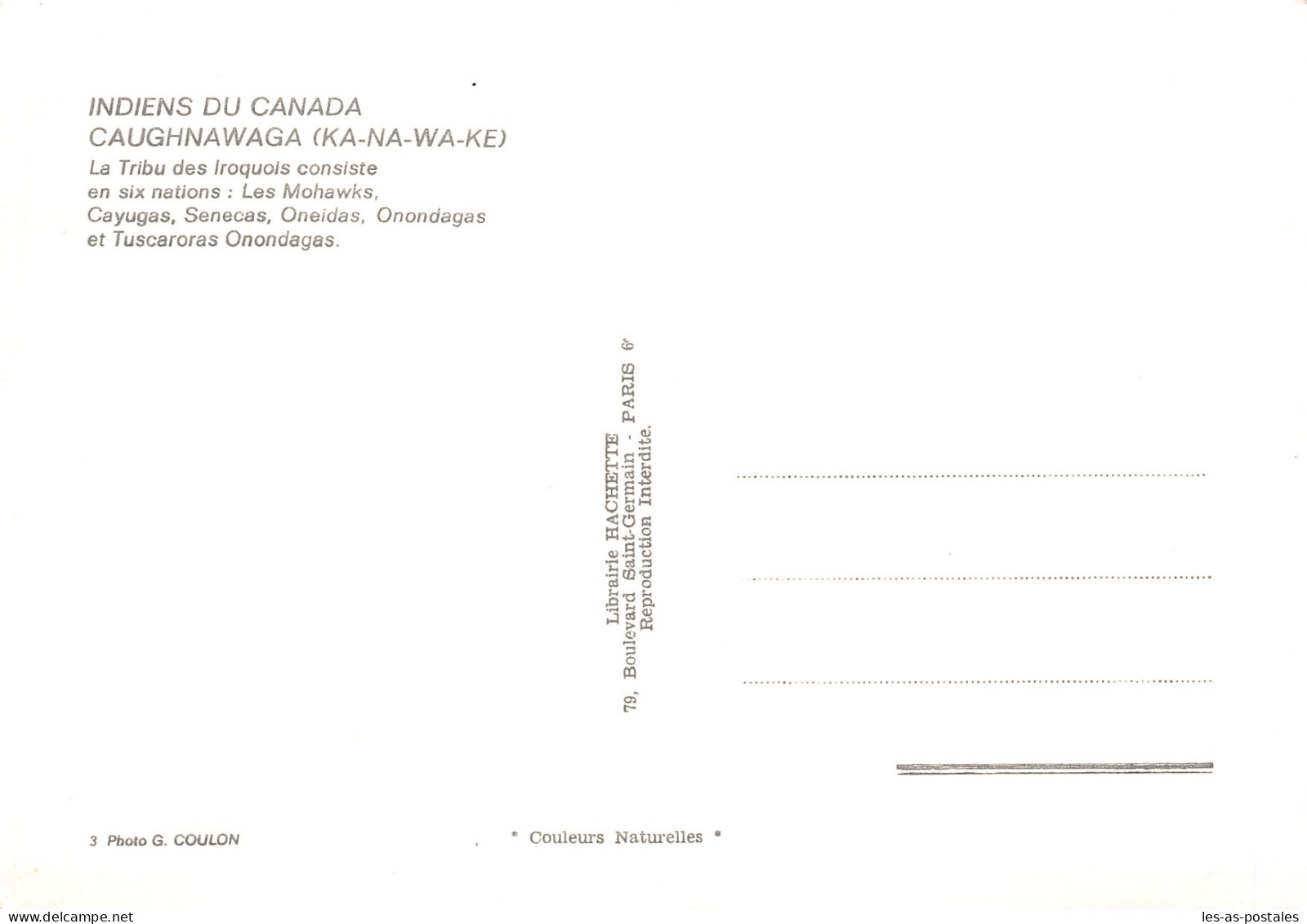 CANADA INDIENS CAUGHAWAGA - Cartes Modernes