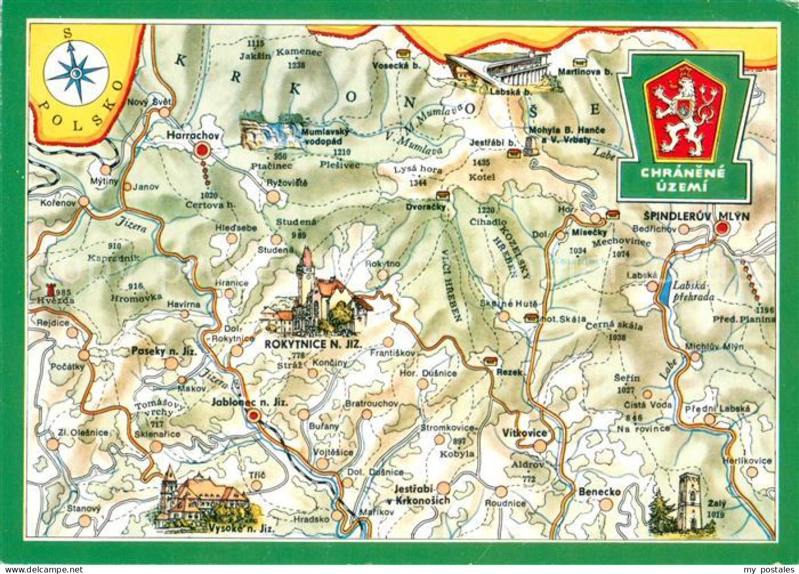 73656028 Zapadni Krkonose Landkarte Riesengebirge  - Tchéquie