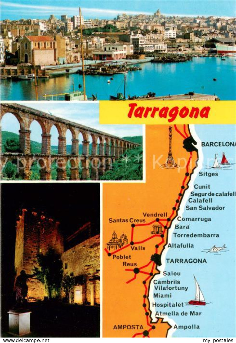 73656027 Tarragona Stadtpanorama Viadukt Burgruine Denkmal Landkarte Kueste Tarr - Autres & Non Classés