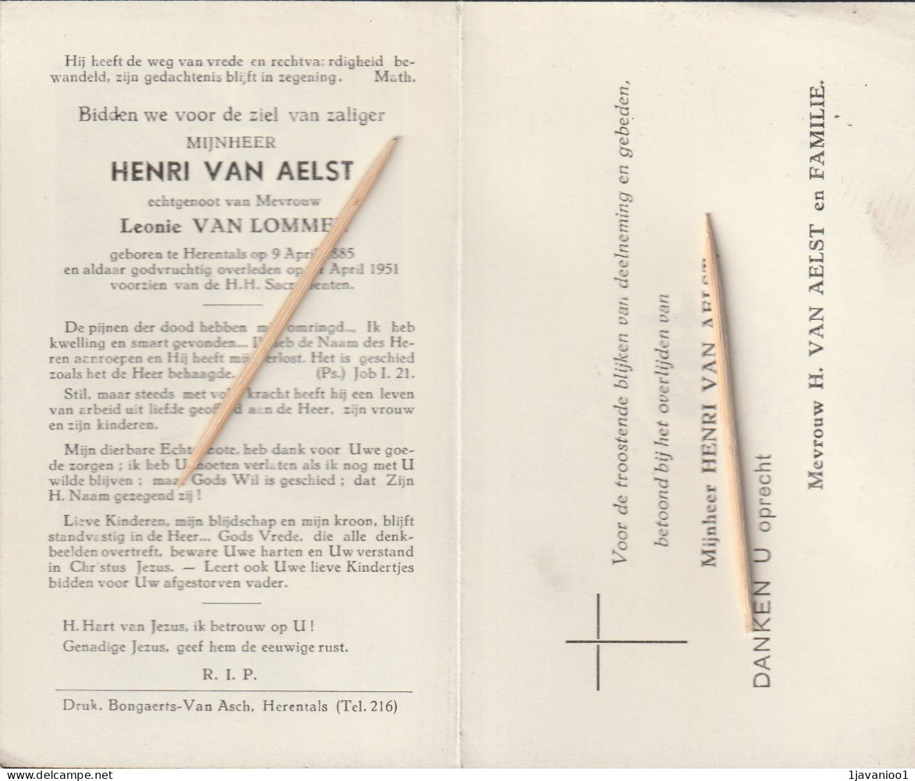 Herentals, Hneri Van Aelst, Van Lommel - Images Religieuses