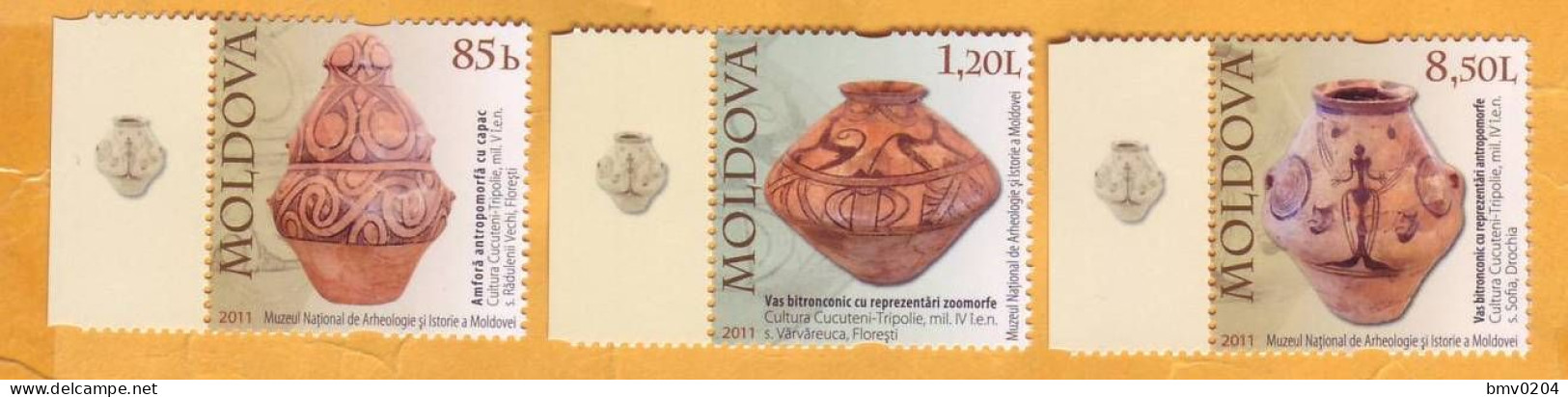 2011 Moldova Moldavie  National Museum, Archeology, Amphora, Vase, 3v Mint - Moldawien (Moldau)