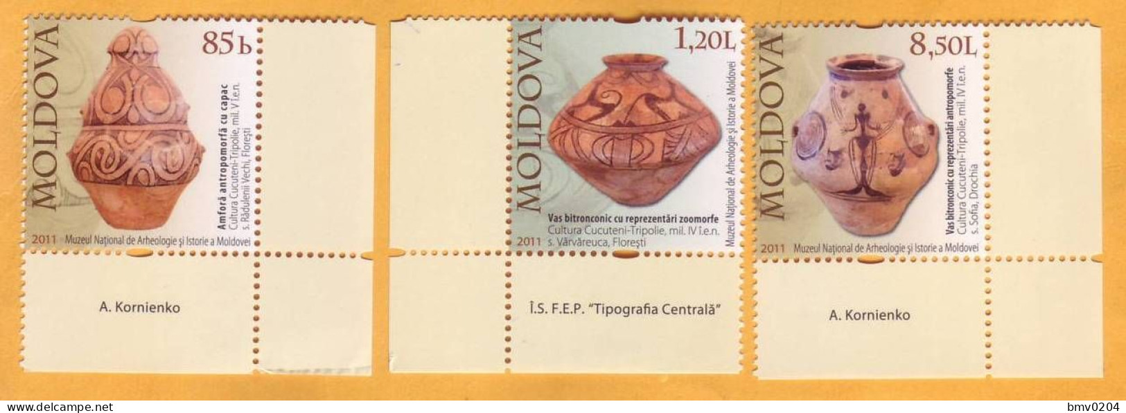 2011 Moldova Moldavie  National Museum, Archeology, Amphora, Vase, 3v Mint - Moldawien (Moldau)