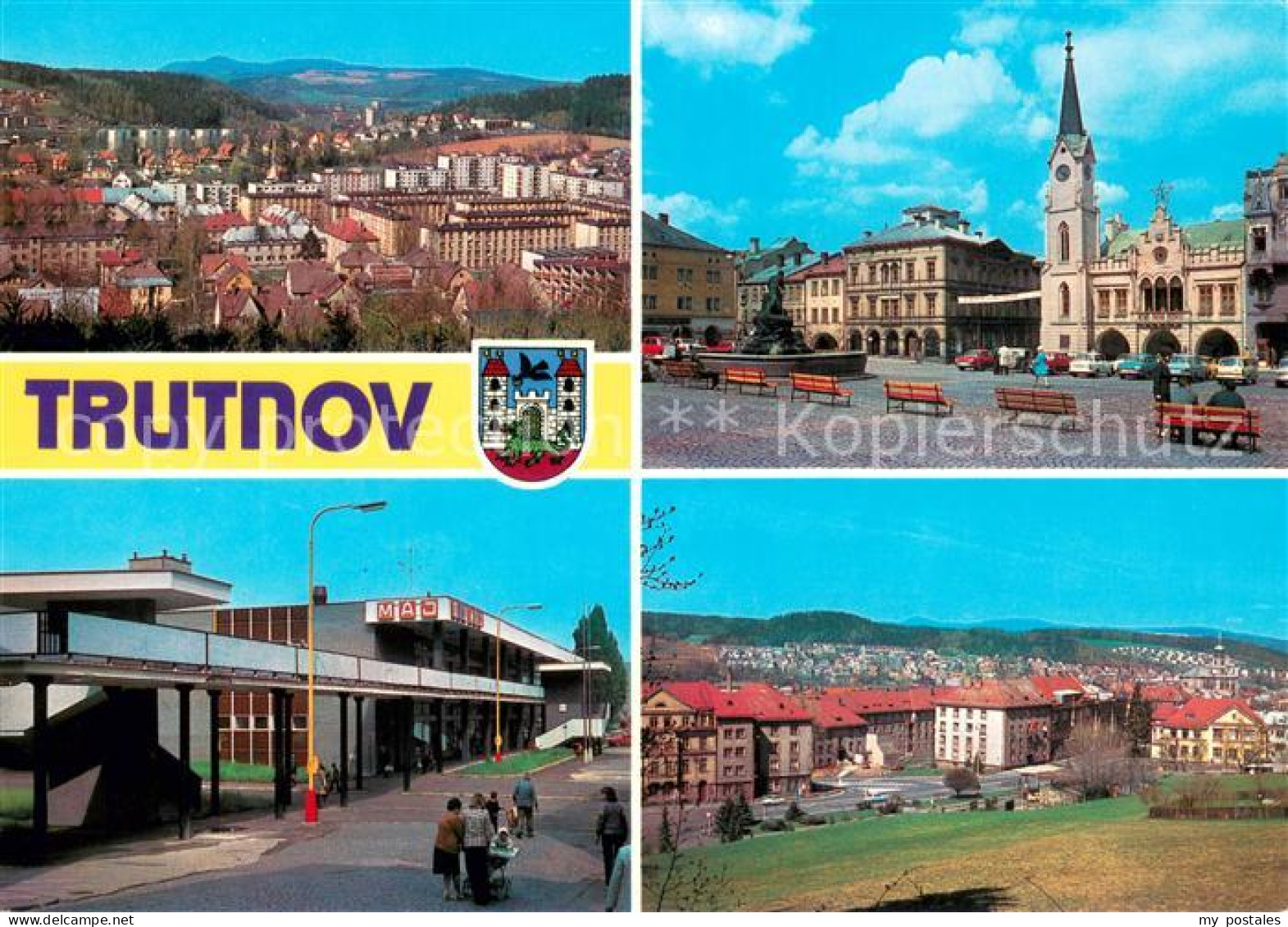 73655857 Trutnov Stadtpanorama Gottwaldplatz Rathaus Kaufhaus Maj Trutnov - Tschechische Republik