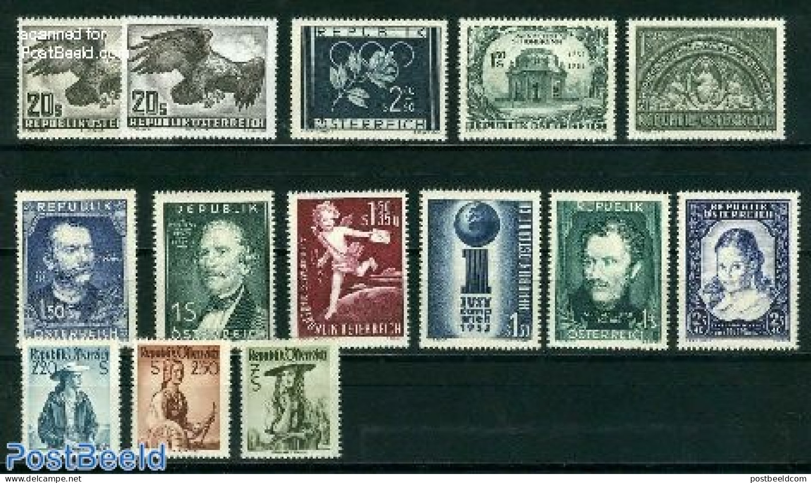 Austria 1952 Yearset 1952, Complete, 14v Incl. Michel 968 X+Y, Mint NH, Various - Yearsets (by Country) - Nuovi