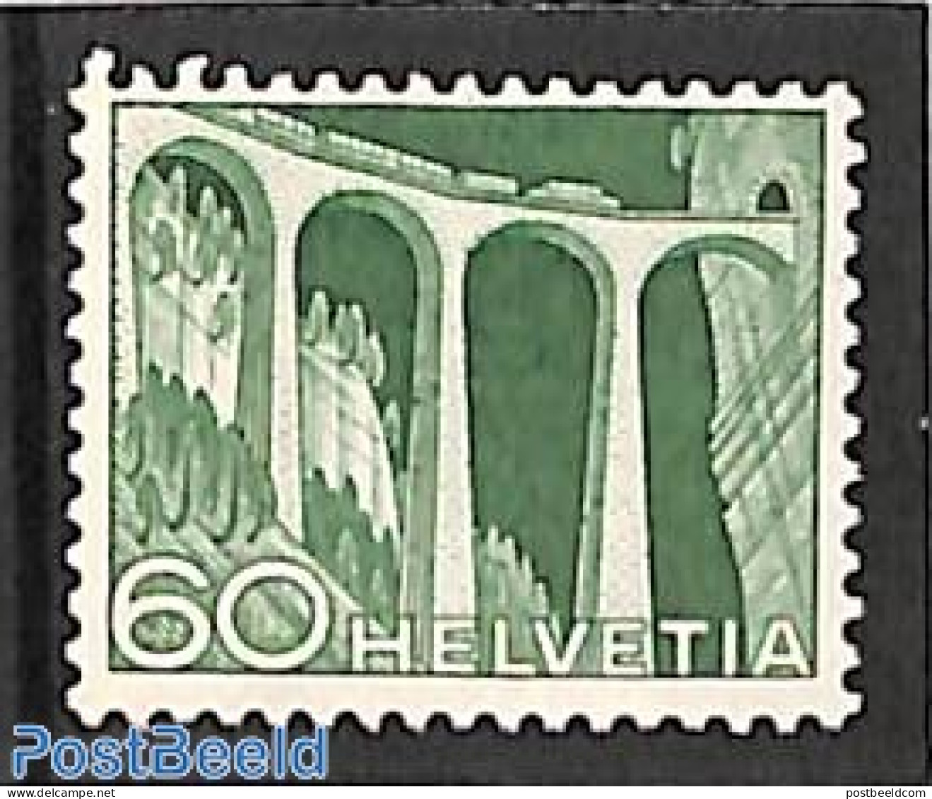 Switzerland 1949 60c, Stamp Out Of Set, Mint NH, Transport - Railways - Art - Bridges And Tunnels - Unused Stamps