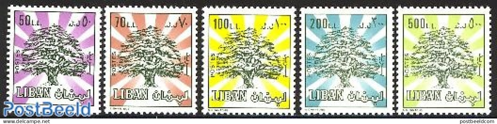 Lebanon 1989 Definitives 5v, Mint NH, Nature - Trees & Forests - Rotary, Lions Club
