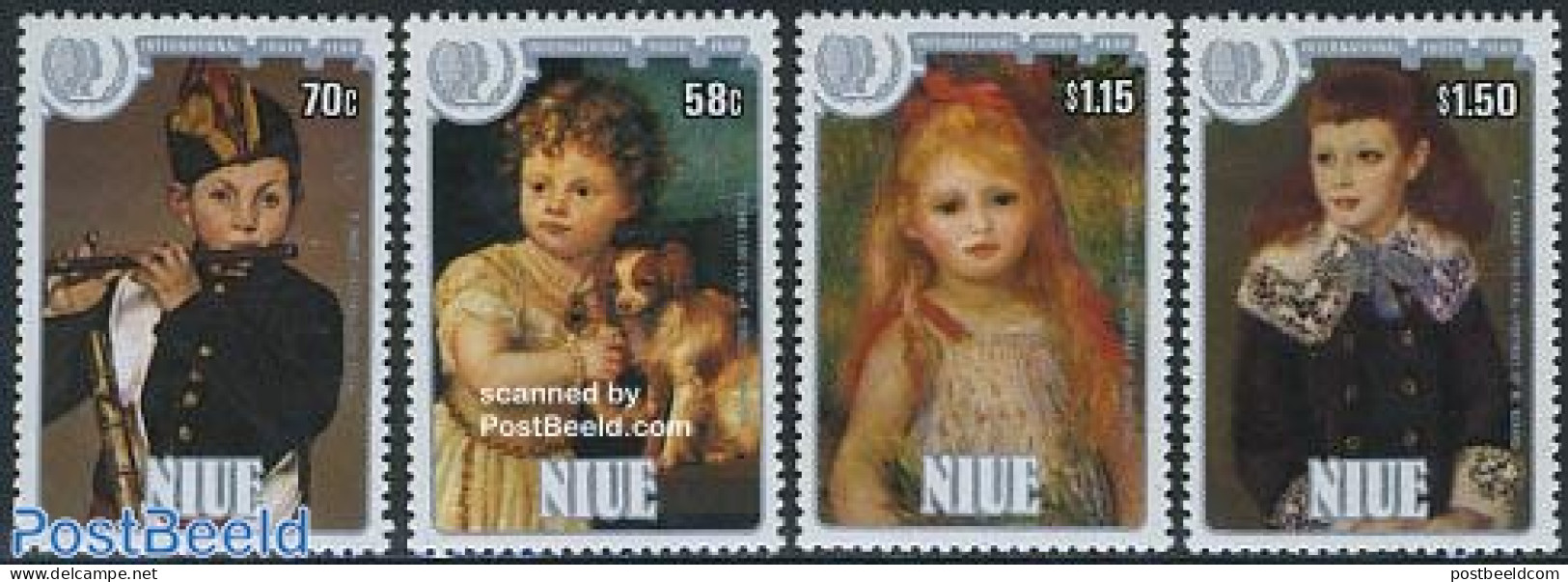 Niue 1985 Int. Youth Year 4v, Mint NH, Nature - Various - Dogs - International Youth Year 1984 - Art - Paintings - Niue