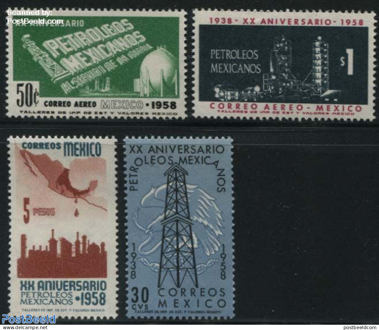 Mexico 1958 National Oil Industries 4v, Mint NH, Science - Various - Mining - Maps - Aardrijkskunde