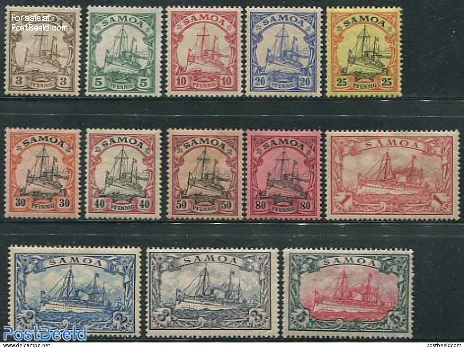 Germany, Colonies 1900 Samoa, Ships 13v, Unused (hinged), Transport - Ships And Boats - Bateaux