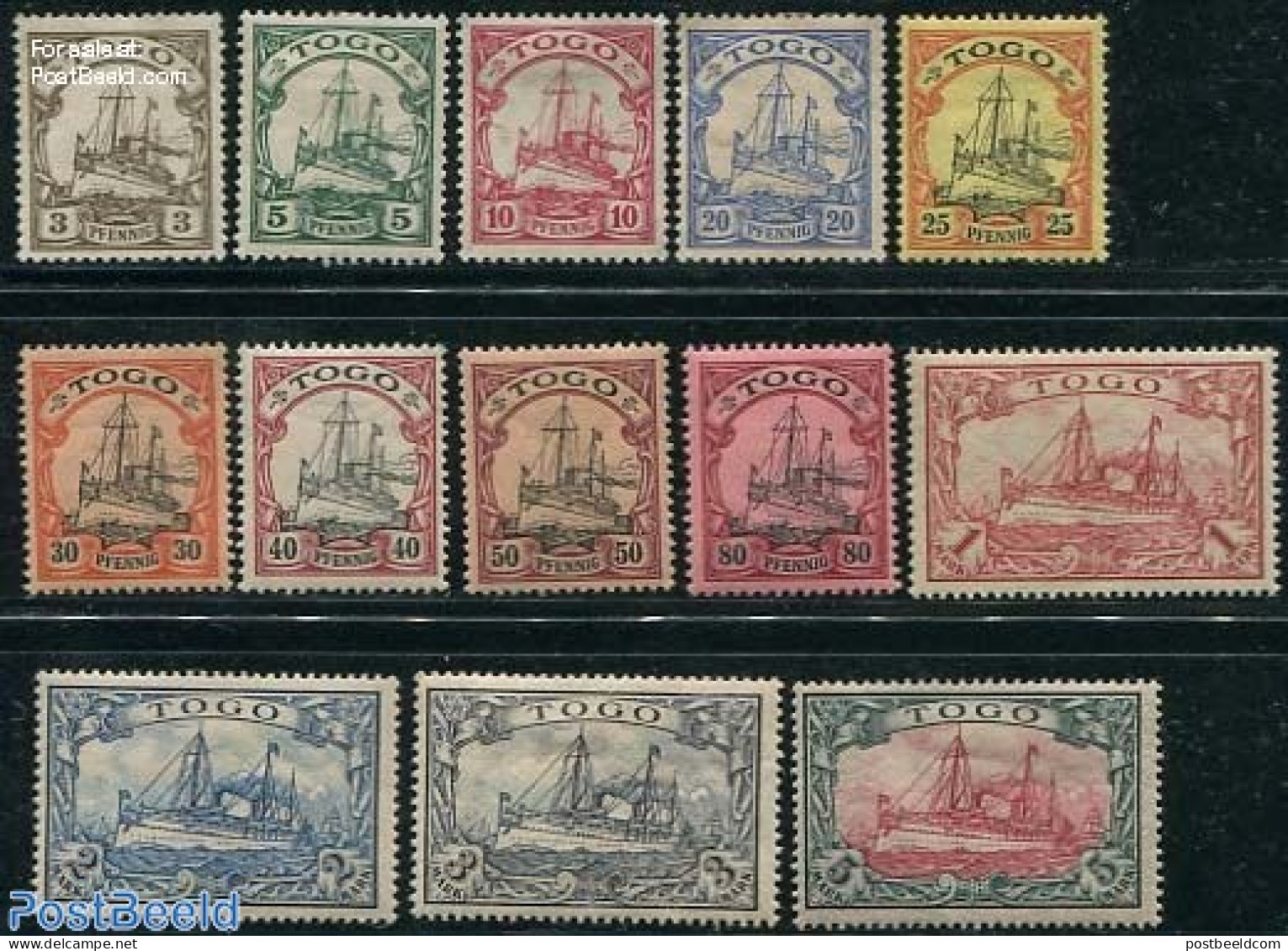 Germany, Colonies 1900 Togo, Ships 13v, Unused (hinged), Transport - Ships And Boats - Bateaux