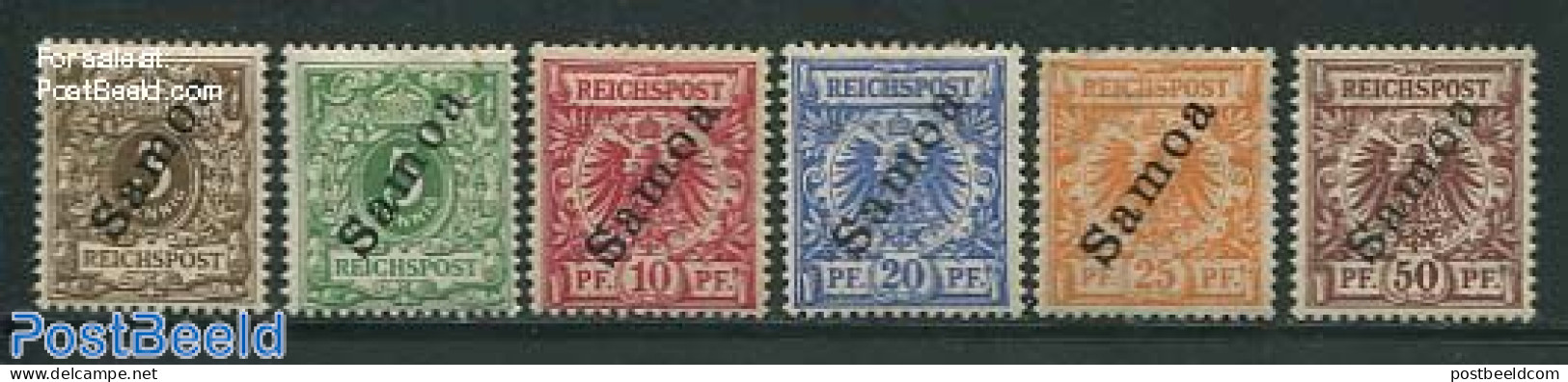 Germany, Colonies 1900 Samoa, Overprints 6v, Unused (hinged), History - Coat Of Arms - Otros & Sin Clasificación