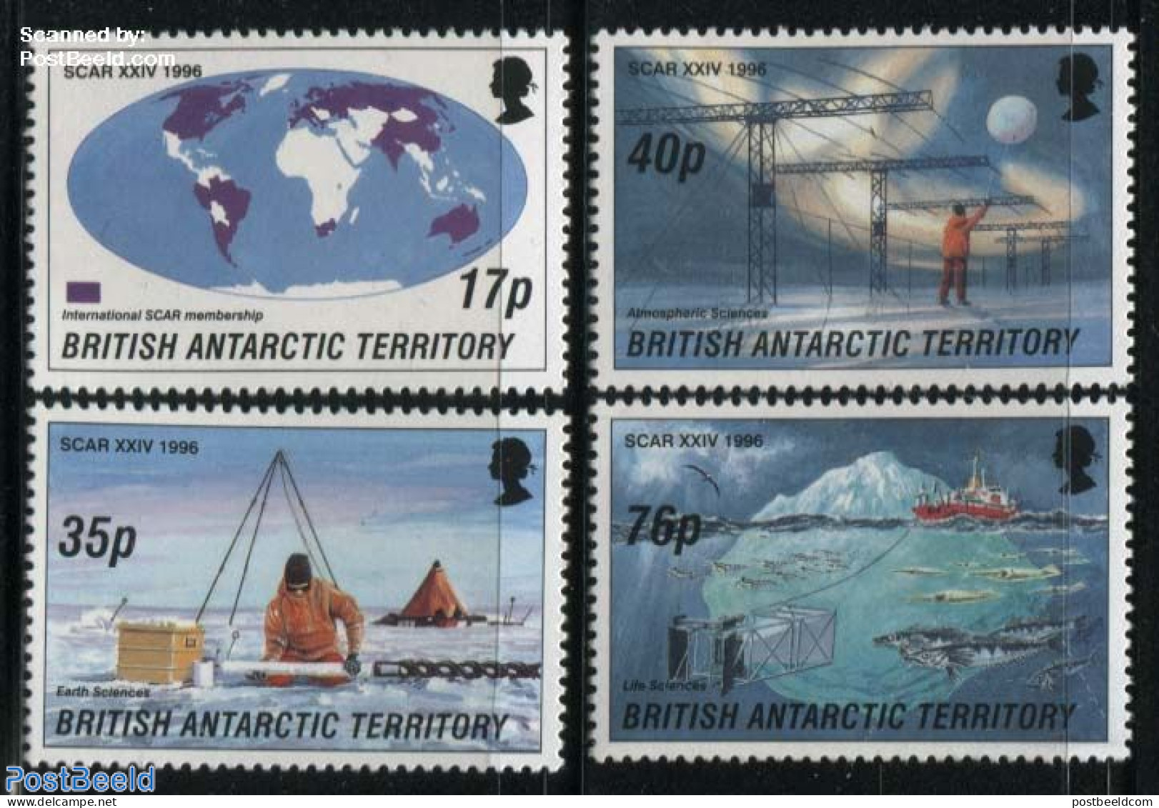 British Antarctica 1996 SCAR 4v, Mint NH, Nature - Science - Transport - Various - Fish - The Arctic & Antarctica - Sh.. - Fische