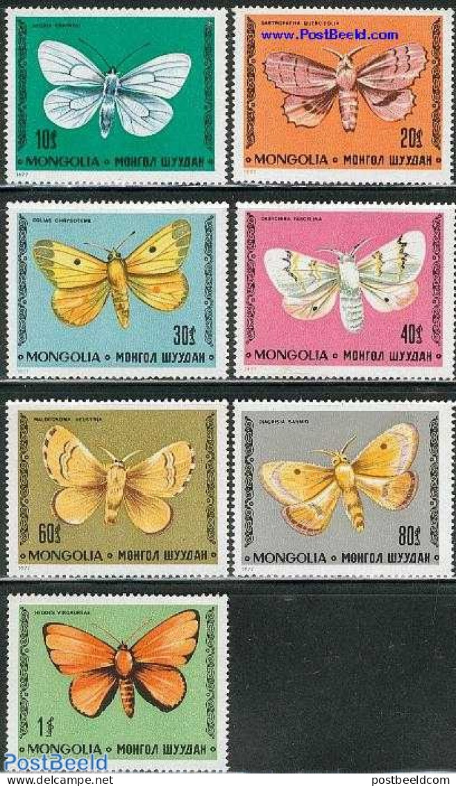 Mongolia 1977 Butterflies 7v, Mint NH, Nature - Butterflies - Mongolië