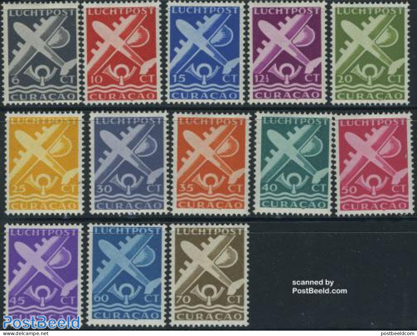 Netherlands Antilles 1947 Airmail Definitives 13v, Mint NH, Transport - Aircraft & Aviation - Vliegtuigen