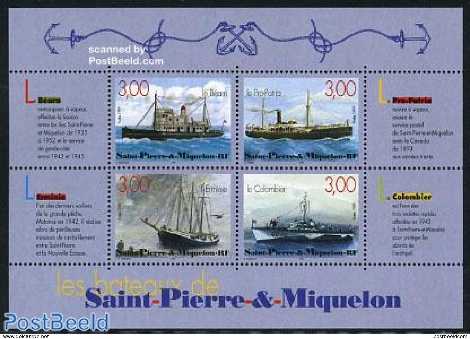 Saint Pierre And Miquelon 1999 Ships S/s, Mint NH, Transport - Ships And Boats - Schiffe