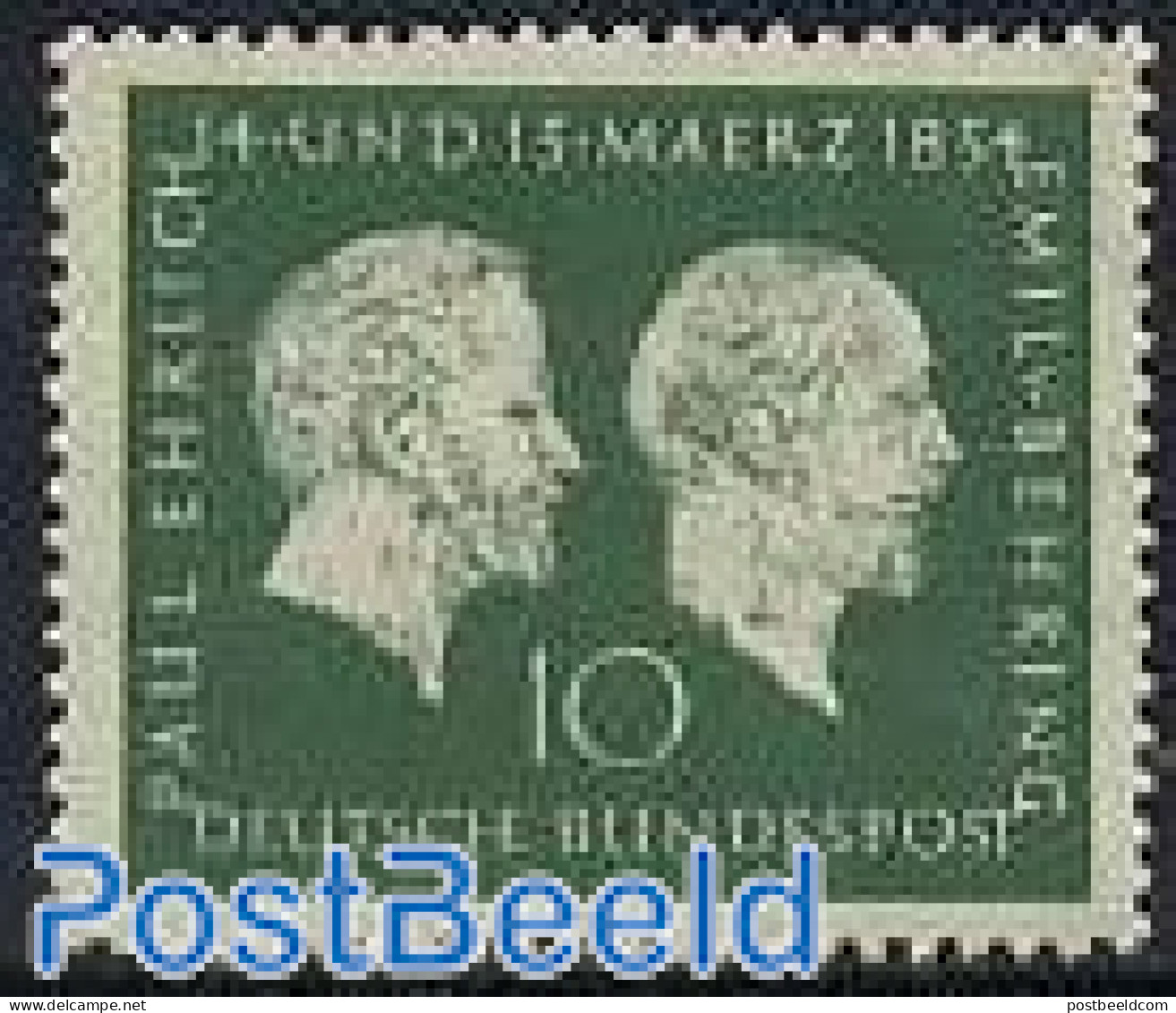 Germany, Federal Republic 1954 Ehrlich, Behring 1v, Mint NH, Health - History - Science - Health - Nobel Prize Winners.. - Ongebruikt