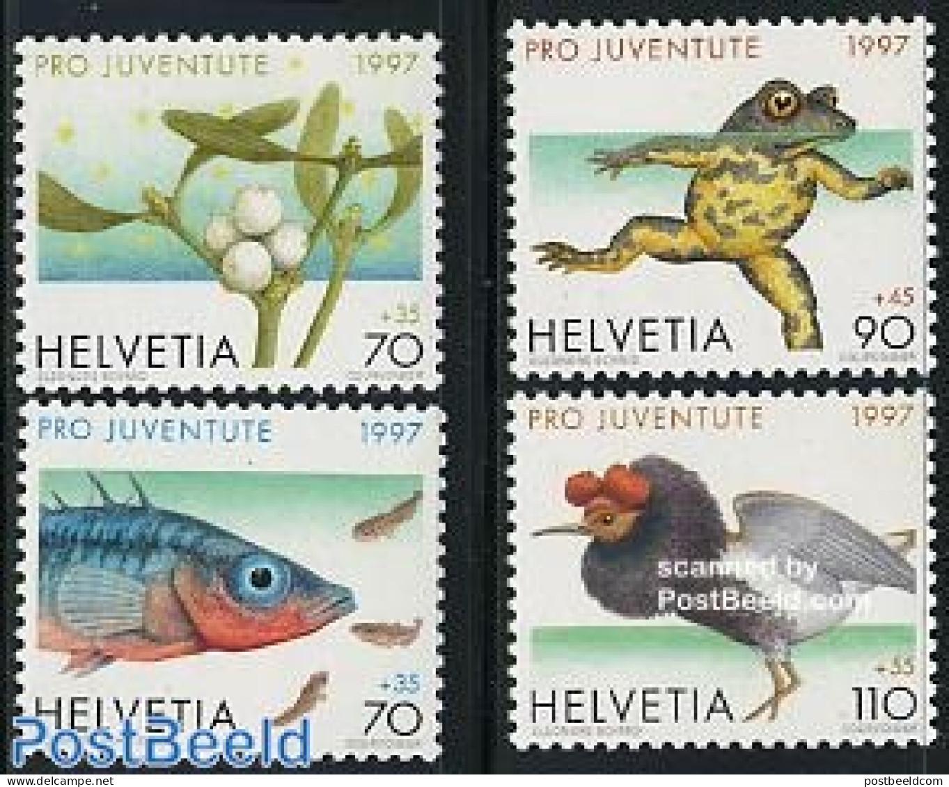 Switzerland 1997 Pro Juventute 4v, Mint NH, Nature - Animals (others & Mixed) - Birds - Fish - Frogs & Toads - Poultry.. - Ongebruikt