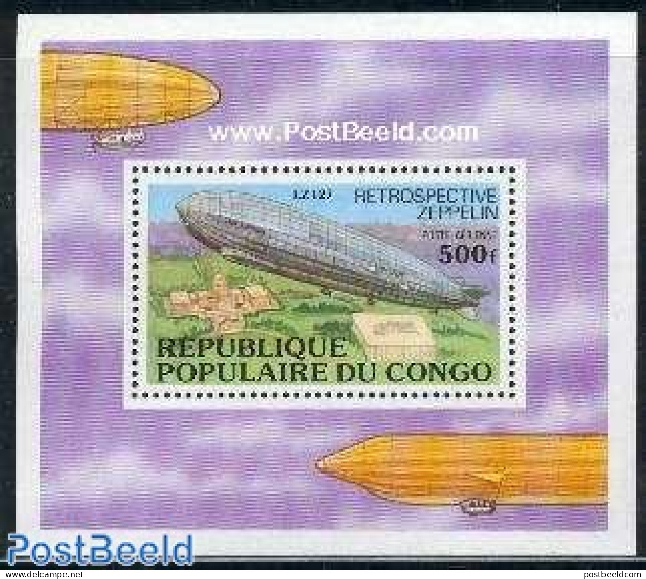 Congo Republic 1977 Zeppelin S/s, Mint NH, Transport - Zeppelins - Zeppelin