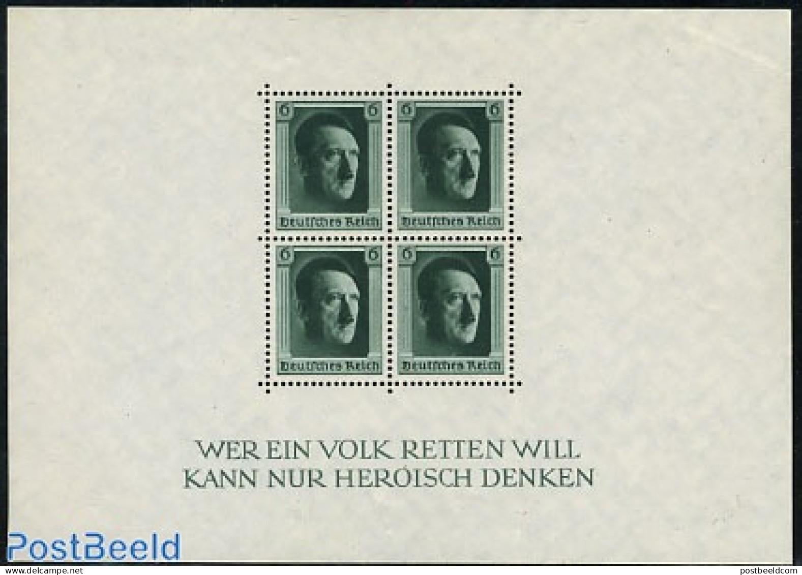 Germany, Empire 1937 Hitler S/s, Perforated, Unused (hinged), History - Politicians - Blocks & Kleinbögen