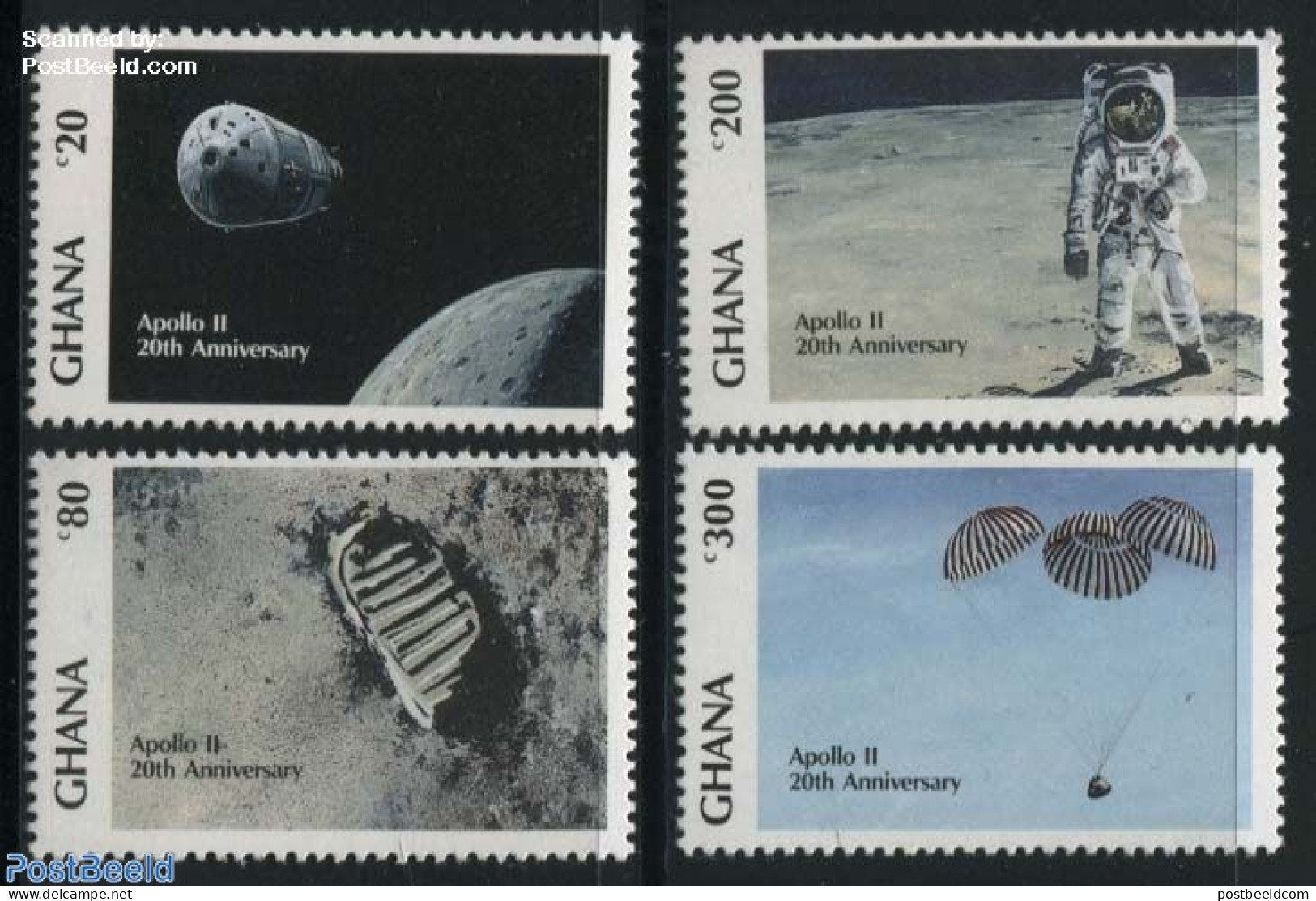Ghana 1989 Moonlanding Anniversary 4v, Mint NH, Transport - Space Exploration - Other & Unclassified