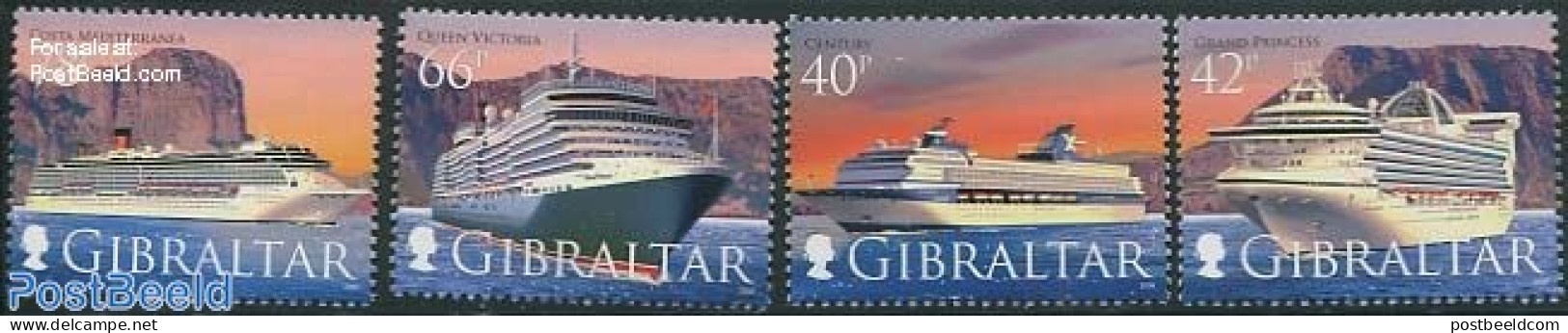 Gibraltar 2008 Cruise Ships 4v, Mint NH, Transport - Ships And Boats - Boten