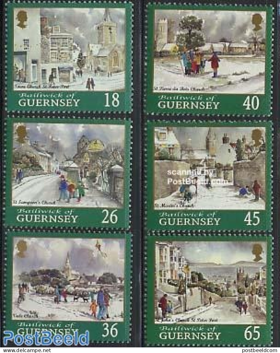 Guernsey 2000 Christmas 6v, Mint NH, Religion - Christmas - Churches, Temples, Mosques, Synagogues - Weihnachten