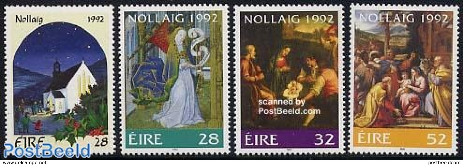 Ireland 1992 Christmas 4v, Mint NH, Religion - Christmas - Art - Paintings - Unused Stamps