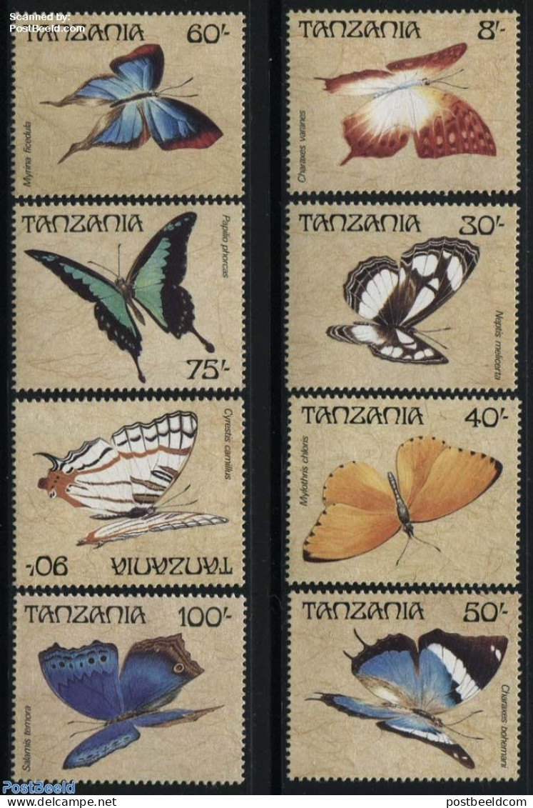 Tanzania 1988 Butterflies 8v, Mint NH, Nature - Butterflies - Tansania (1964-...)