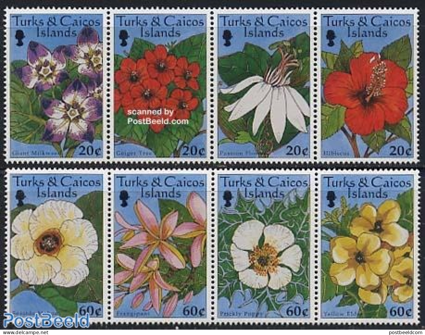 Turks And Caicos Islands 1997 Flowers 2x4v [+] Or [:::], Mint NH, Nature - Flowers & Plants - Other & Unclassified
