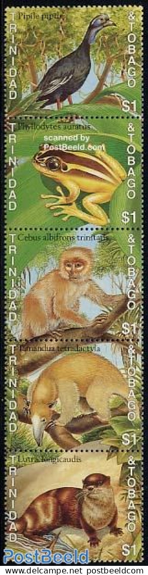 Trinidad & Tobago 1989 Rare Animals 5v [::::], Mint NH, Nature - Animals (others & Mixed) - Birds - Frogs & Toads - Mo.. - Trinidad & Tobago (1962-...)