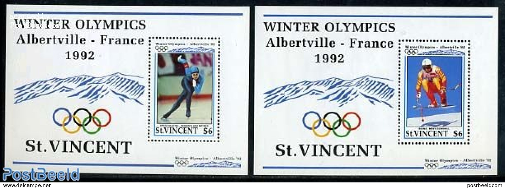 Saint Vincent 1992 Olympic Winter Games 2 S/s, Mint NH, Sport - Olympic Winter Games - Skating - Skiing - Ski