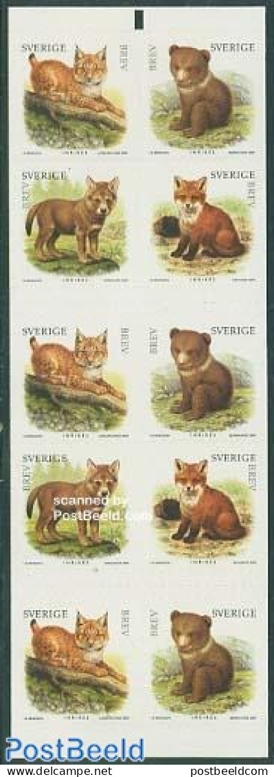 Sweden 2005 Young Animals Booklet, Mint NH, Nature - Animals (others & Mixed) - Bears - Cat Family - Stamp Booklets - Ungebraucht