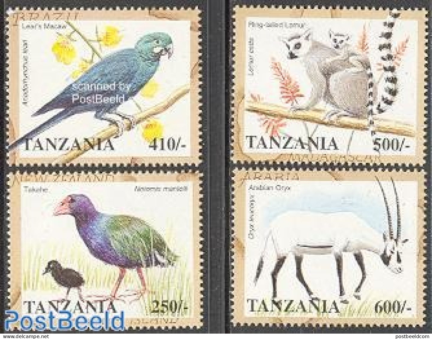 Tanzania 1998 Animals 4v, Mint NH, Nature - Animals (others & Mixed) - Birds - Parrots - Tansania (1964-...)