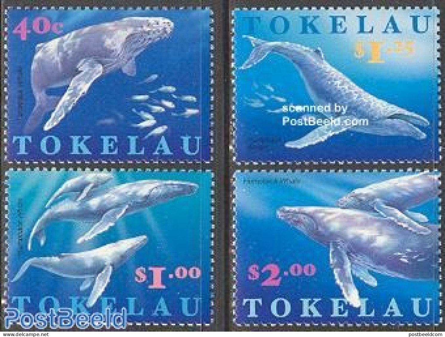 Tokelau Islands 1997 Humpback Whale 4v, Mint NH, Nature - Sea Mammals - Tokelau