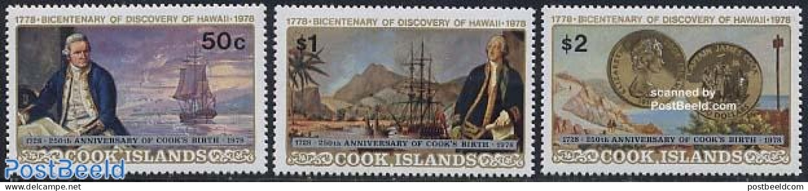 Cook Islands 1978 Cooks Birthday 3v, Mint NH, History - Transport - Various - Explorers - Ships And Boats - Money On S.. - Erforscher