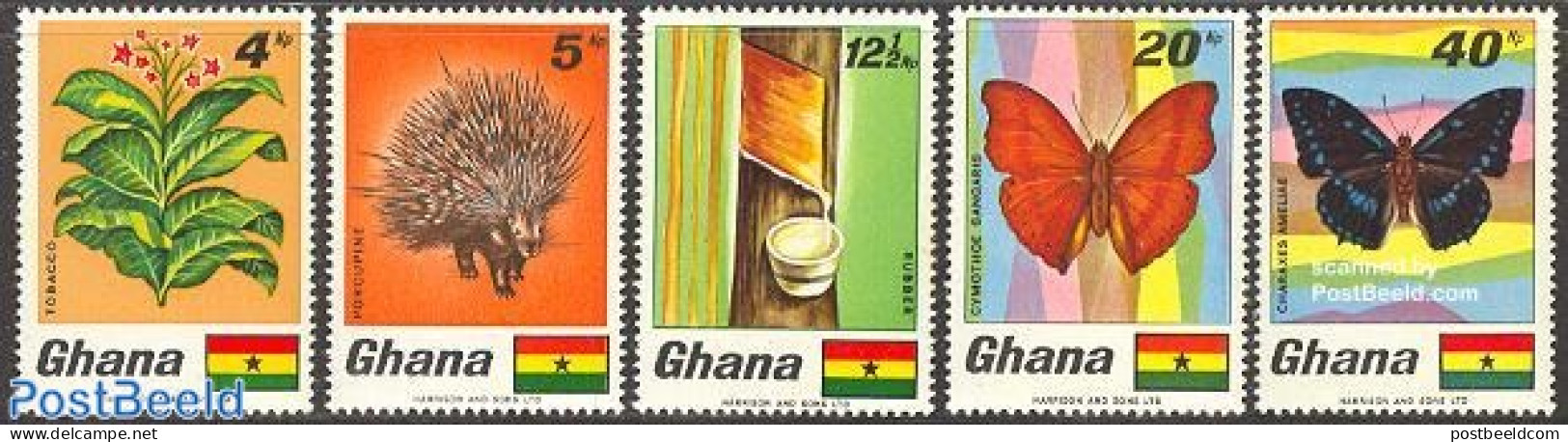 Ghana 1968 Flora, Fauna 5v, Mint NH, Nature - Butterflies - Flowers & Plants - Andere & Zonder Classificatie
