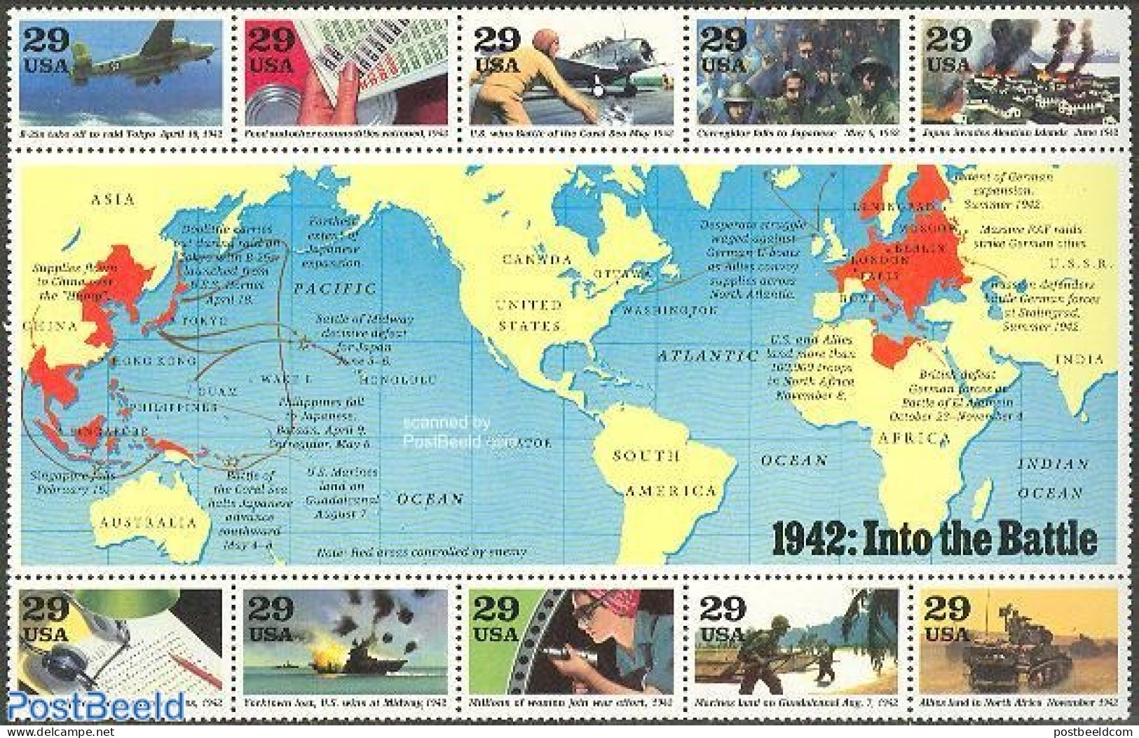 United States Of America 1992 World War II (1942) S/s, Mint NH, History - Transport - Militarism - World War II - Airc.. - Ungebraucht