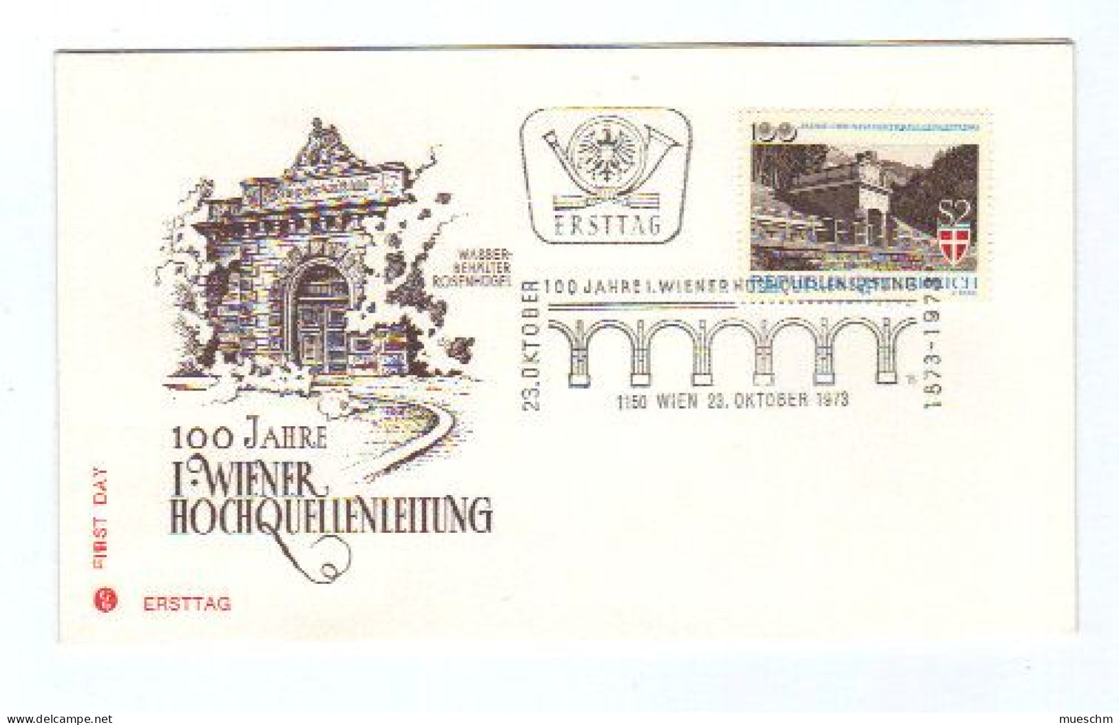 Österreich, 1973, Ersttag A.Kuvert "100 Jahre 1.Wr.Hochquellwasserleitg.", MiNr.1429 Mit Zusätzl. SStpl. (10689L) - FDC