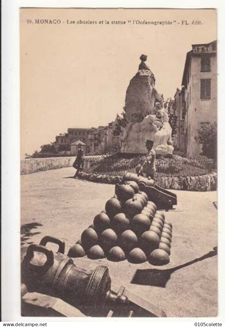 Carte Monaco - Les Obusiers Et La Statue " L'Océanographie "   -  PRIX FIXE - ( Cd073) - Oceanografisch Museum