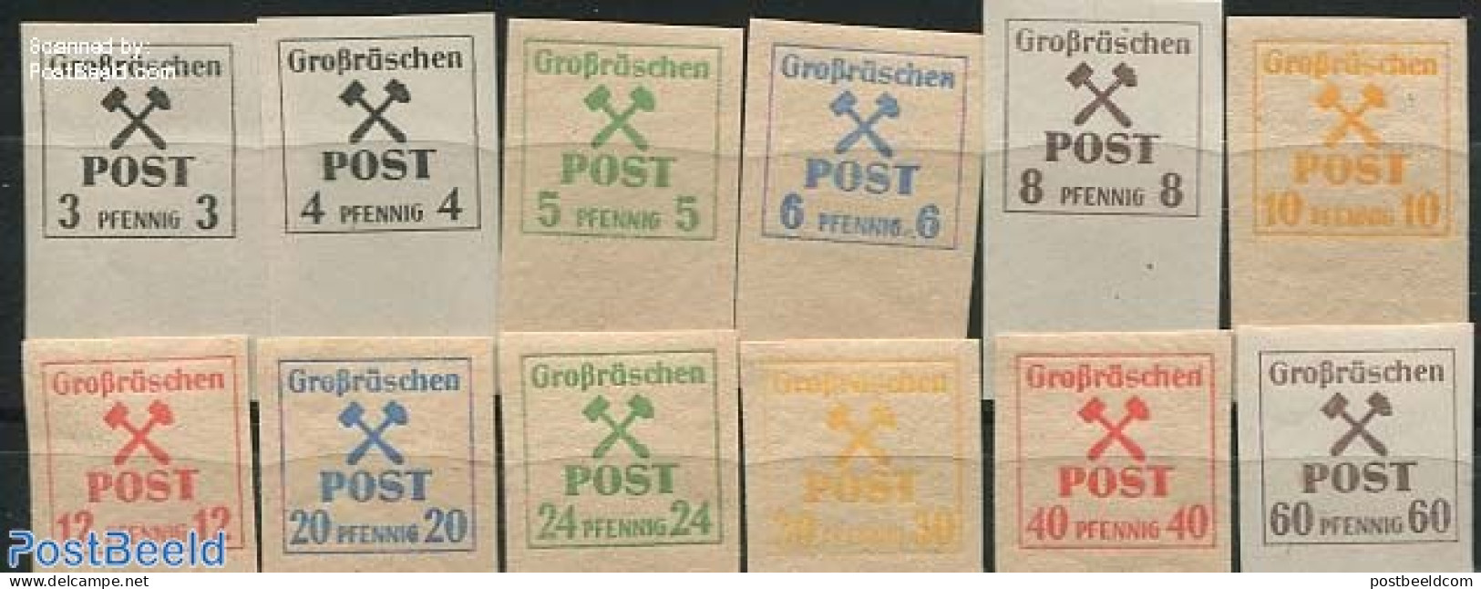 Germany, Local Post 1945 Grossraeschen 12v, Mint NH - Other & Unclassified