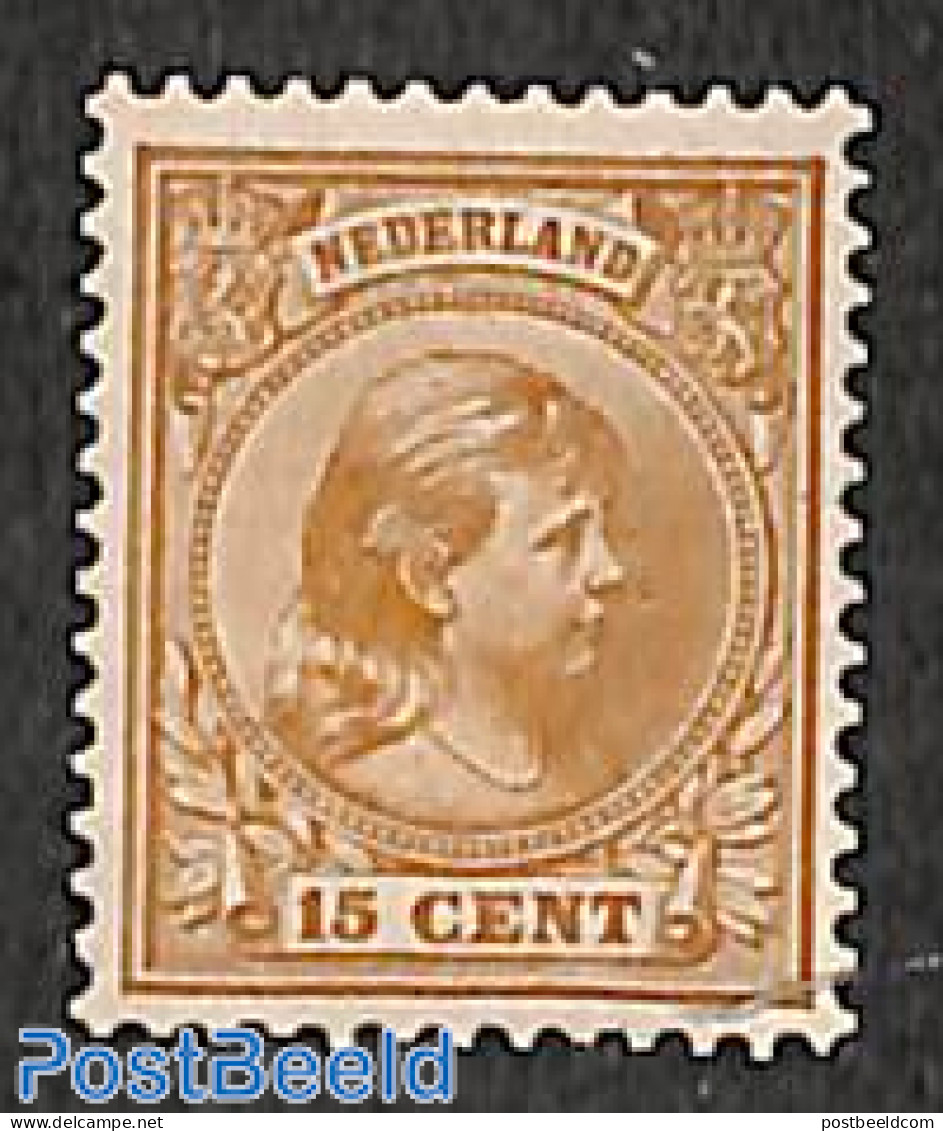 Netherlands 1891 15c, Brown, Stamp Out Of Set, Unused (hinged) - Ongebruikt