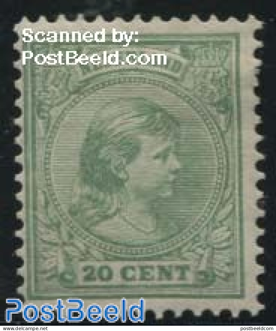 Netherlands 1891 20c Green, Stamp Out Of Set, Unused (hinged) - Ongebruikt