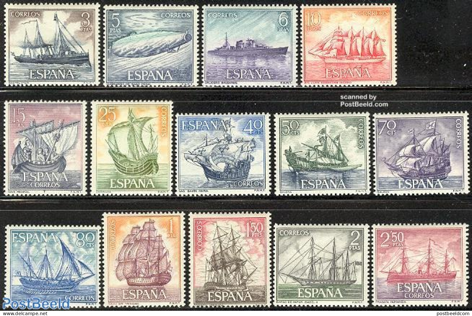 Spain 1964 Ships 14v, Mint NH, Transport - Ships And Boats - Nuevos