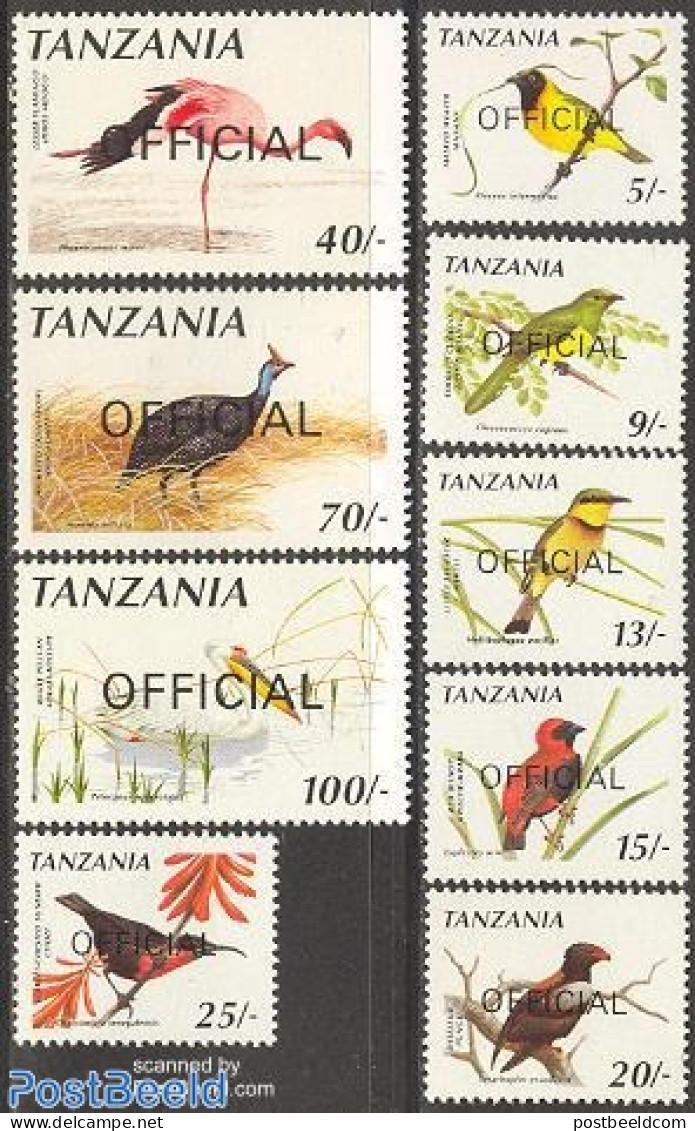 Tanzania 1990 OFFICIAL, Birds 9v, Mint NH, Nature - Birds - Flamingo - Tanzania (1964-...)