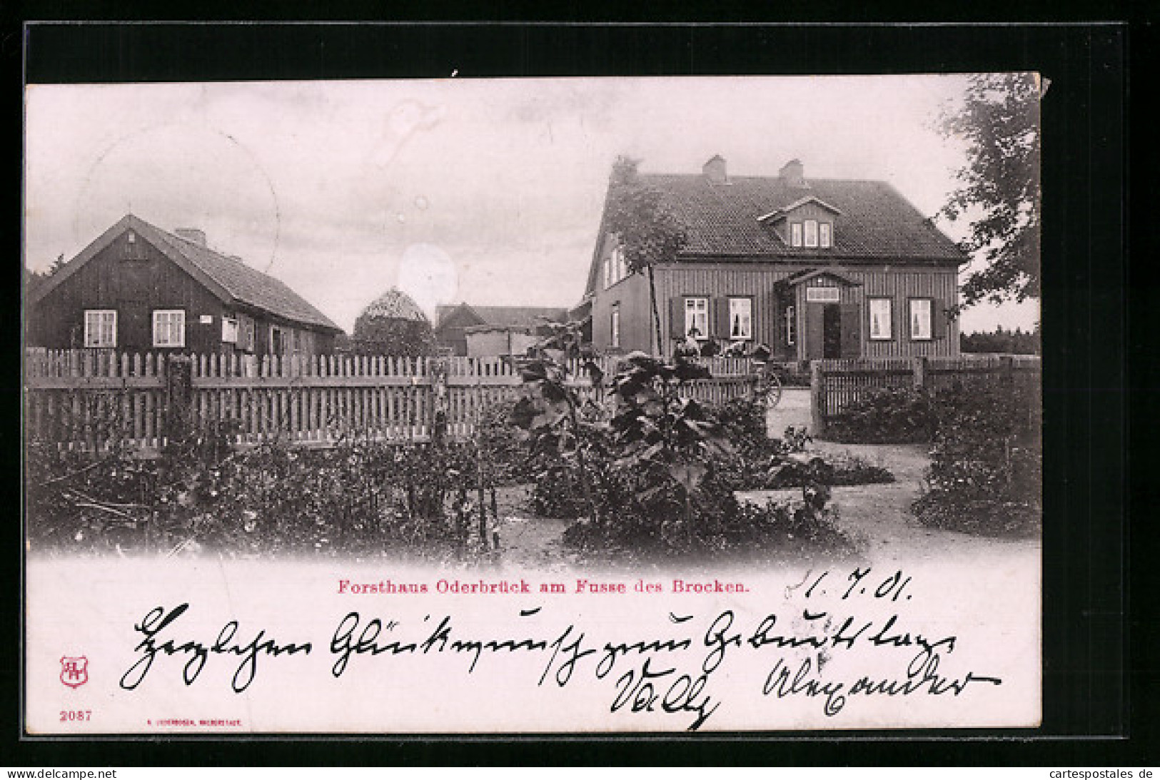 Lithographie Oderbrück, Forsthaus Oderbrück Mit Garten  - Jagd