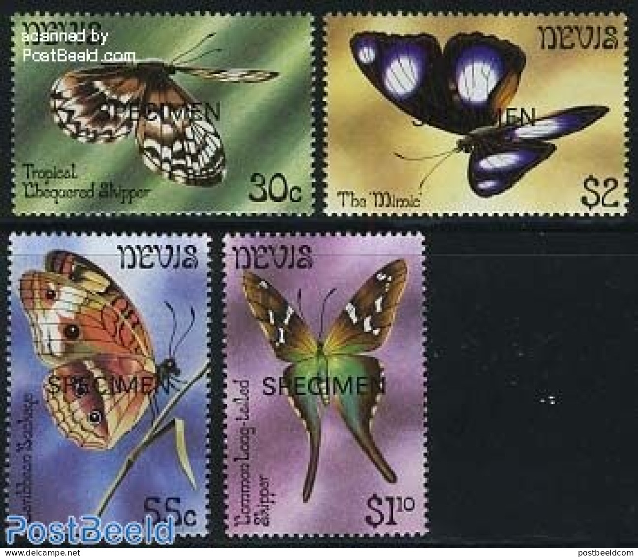Nevis 1983 Butterflies 4v SPECIMEN, Mint NH, Nature - Butterflies - St.Kitts Y Nevis ( 1983-...)