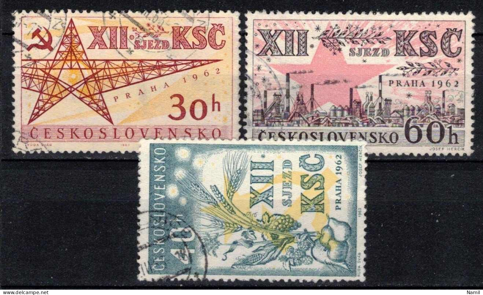 Tchécoslovaquie 1962 Mi 1368-70 (Yv 1242-4), Obliteré - Gebraucht