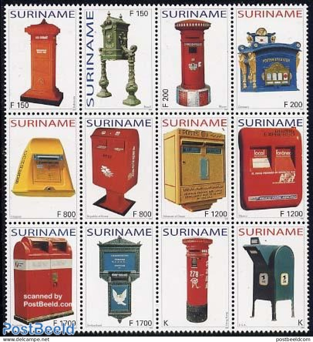Suriname, Republic 2004 Letter Boxes 12v, Mint NH, Mail Boxes - Post - Post